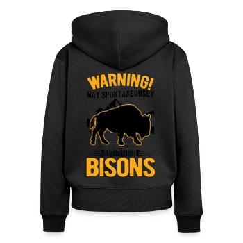 Warning Buffalo Bison Water Buffalo - Women's Premium Organic Zip Hoodie - black - Back - Julia (174cm)