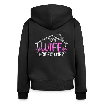 Pendaison de crémaillère Mère Acheteur De Maison Propriétaire - Sweat à capuche zippé Premium bio Femme - noir - Dos - Julia (174cm)