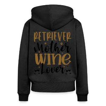 Wine Lover RETRIEVER Mother - Frauen Premium Bio Zip Hoodie - Schwarz - Hinten - Julia (174cm)
