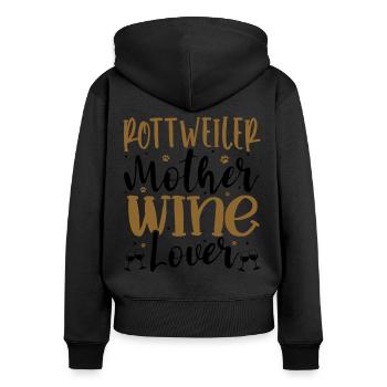 Wine Lover ROTTWEILER Mother - Frauen Premium Bio Zip Hoodie - Schwarz - Hinten - Julia (174cm)