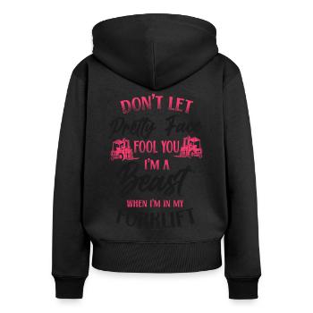 Certified Forklift Truck Operator - Women's Premium Organic Zip Hoodie - black - Back - Julia (174cm)