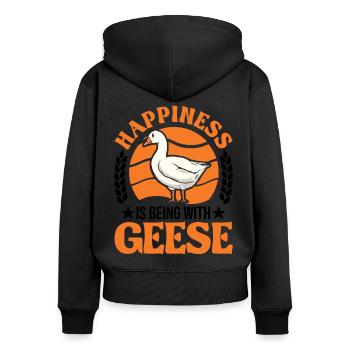 Geese Luck Goose lovers Goose breeders - Women's Premium Organic Zip Hoodie - black - Back - Julia (174cm)