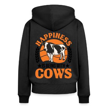 Cow Luck Farmer Cattle breeder Cows - Women's Premium Organic Zip Hoodie - black - Back - Julia (174cm)