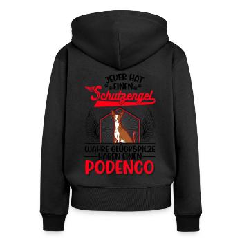 Podenco Schutzengel Spanischer Windhund Podenco - Frauen Premium Bio Zip Hoodie - Schwarz - Hinten - Julia (174cm)