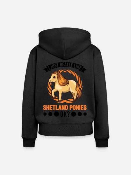 I just really like Shetland Ponies Shetty - Premium økologisk hoodie med lynlås til kvinder - sort