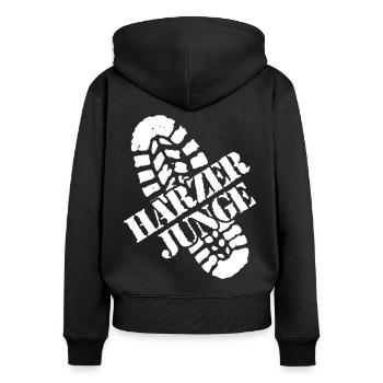 Harz Wandern Harzer Junge Brocken - Frauen Premium Bio Zip Hoodie - Schwarz - Hinten - Julia (174cm)