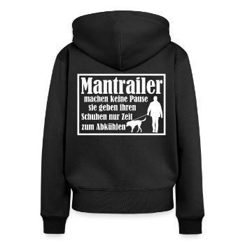 Mantrailing Suchhund Spruch Mantrailer - Frauen Premium Bio Zip Hoodie - Schwarz - Hinten - Julia (174cm)