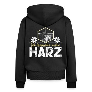 Harz Urlaub Harzer Brocken - Frauen Premium Bio Zip Hoodie - Schwarz - Hinten - Julia (174cm)