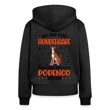 Podenco Glitzer Spanischer Windhund Podenco - Frauen Premium Bio Zip Hoodie - Schwarz - Hinten - Julia (174cm)