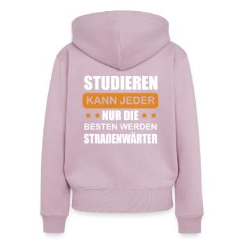Entretien des routes N’importe qui peut étudier la construction de routes - Sweat à capuche zippé Premium bio Femme - rose poudré - Dos - Julia (174cm)