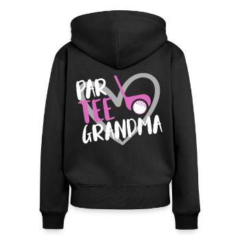 Joueur de golf disant idée cadeau - Sweat à capuche zippé Premium bio Femme - noir - Dos - Julia (174cm)