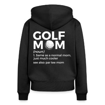 Joueur de golf disant idée cadeau - Sweat à capuche zippé Premium bio Femme - noir - Dos - Julia (174cm)