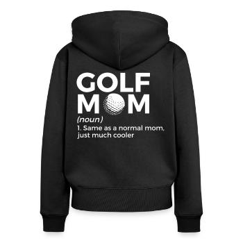 Joueur de golf disant idée cadeau - Sweat à capuche zippé Premium bio Femme - noir - Dos - Julia (174cm)