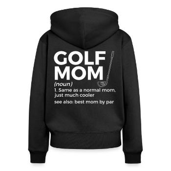Joueur de golf disant idée cadeau - Sweat à capuche zippé Premium bio Femme - noir - Dos - Julia (174cm)