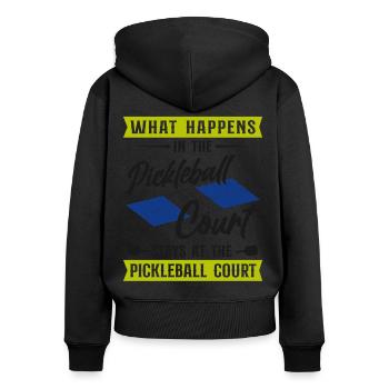 Pickleball What Happens At The - Women's Premium Organic Zip Hoodie - black - Back - Julia (174cm)