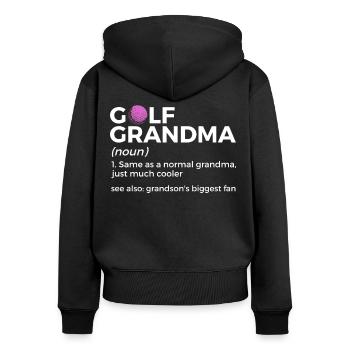 Golf Spieler Spruch Geschenkidee - Frauen Premium Bio Zip Hoodie - Schwarz - Hinten - Julia (174cm)