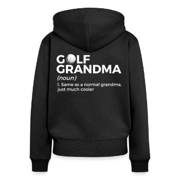 Joueur de golf disant idée cadeau - Sweat à capuche zippé Premium bio Femme - noir - Dos - Julia (174cm)