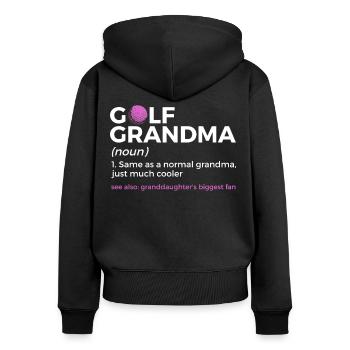 Joueur de golf disant idée cadeau - Sweat à capuche zippé Premium bio Femme - noir - Dos - Julia (174cm)