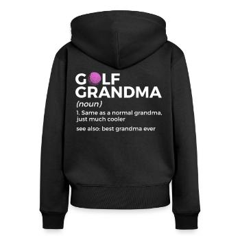 Joueur de golf disant idée cadeau - Sweat à capuche zippé Premium bio Femme - noir - Dos - Julia (174cm)