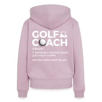 Golf Spieler Spruch Geschenkidee - Frauen Premium Bio Zip Hoodie - Altrosa - Hinten - Julia (174cm)