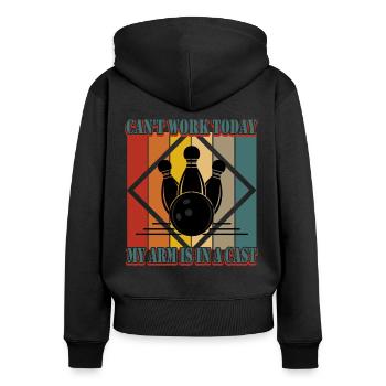 Joueurs de bowling - Sweat à capuche zippé Premium bio Femme - noir - Dos - Julia (174cm)