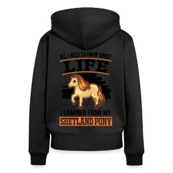 Shetlandpony Shetland-Pony Shetty - Frauen Premium Bio Zip Hoodie - Schwarz - Hinten - Julia (174cm)