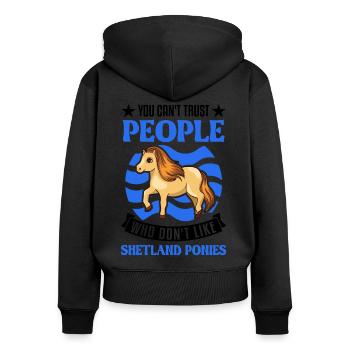 Shetland Pony Cadeau Shetty - Sweat à capuche zippé Premium bio Femme - noir - Dos - Julia (174cm)