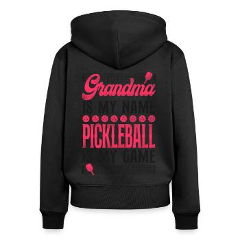 Pickleball Grand-mère grand-mère est ma - Sweat à capuche zippé Premium bio Femme - noir - Dos - Julia (174cm)