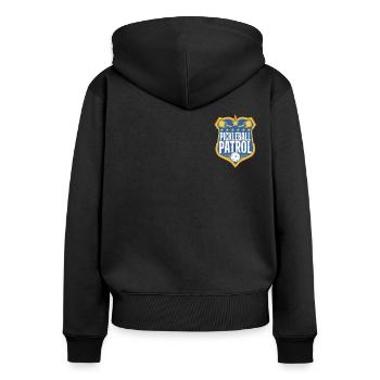 Pickleball Badge Pickleball Patrol - Frauen Premium Bio Zip Hoodie - Schwarz - Hinten - Julia (174cm)