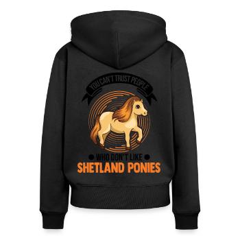 Shetland Pony Geschenk Shetty - Frauen Premium Bio Zip Hoodie - Schwarz - Hinten - Julia (174cm)