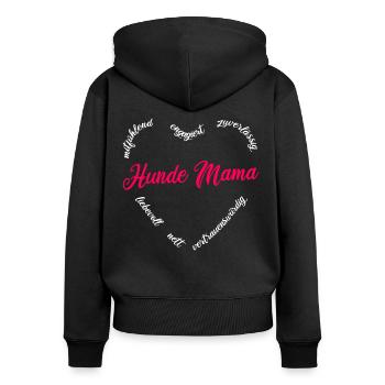 Hunde Mama Frauen Hundeliebhaberin Frauchen - Frauen Premium Bio Zip Hoodie - Schwarz - Hinten - Julia (174cm)