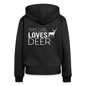 Fille Cerf Disant - Sweat à capuche zippé Premium bio Femme - noir - Dos - Julia (174cm)