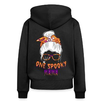 Une maman effrayante Mère Citrouille Halloween - Sweat à capuche zippé Premium bio Femme - noir - Dos - Julia (174cm)