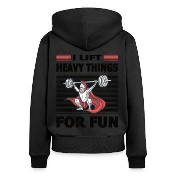 Strongman heavy things sport fitness bodybuilding - Frauen Premium Bio Zip Hoodie - Schwarz - Hinten - Julia (174cm)