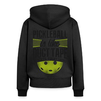 Pickleball Pickleball Is Like Duct - Women's Premium Organic Zip Hoodie - black - Back - Julia (174cm)