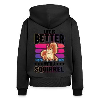 La vie est meilleure avec un écureuil Eichhörnchen - Sweat à capuche zippé Premium bio Femme - noir - Dos - Julia (174cm)