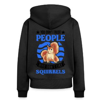 Cadeau Écureuil Gris Écureuil - Sweat à capuche zippé Premium bio Femme - noir - Dos - Julia (174cm)