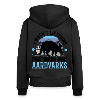 Erdferkel Geschenk Aardvark - Frauen Premium Bio Zip Hoodie - Schwarz - Hinten - Julia (174cm)