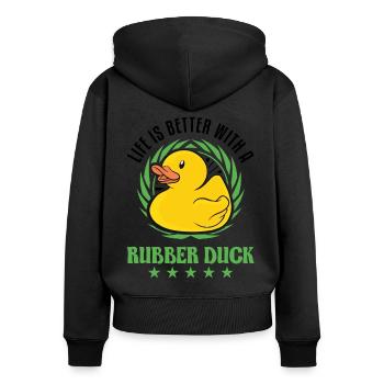 La vie est meilleure avec un Rubber Duck Gummiente - Sweat à capuche zippé Premium bio Femme - noir - Dos - Julia (174cm)