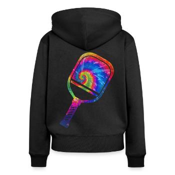 Pickleball Paddle Tie Dye Retro - Women's Premium Organic Zip Hoodie - black - Back - Julia (174cm)