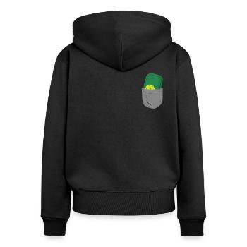 Pickleball Pocket - Frauen Premium Bio Zip Hoodie - Schwarz - Hinten - Julia (174cm)
