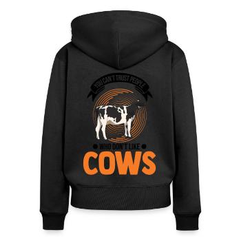 Cow Gift Farmer Cattle Breeder Vaches - Sweat à capuche zippé Premium bio Femme - noir - Dos - Julia (174cm)