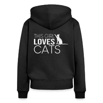 Dicton de chat fille - Sweat à capuche zippé Premium bio Femme - noir - Dos - Julia (174cm)