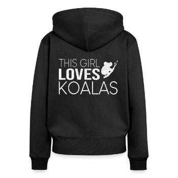 Girl Koala Saying - Women's Premium Organic Zip Hoodie - black - Back - Julia (174cm)