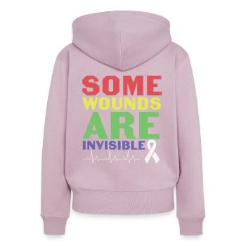 Tous les handicaps ne sont pas visibles Santé mentale - Sweat à capuche zippé Premium bio Femme - rose poudré - Dos - Julia (174cm)