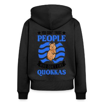 Quokka Cadeau Kangourou à queue courte - Sweat à capuche zippé Premium bio Femme - noir - Dos - Julia (174cm)