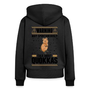 May spontaneously talk about Quokkas - Women's Premium Organic Zip Hoodie - black - Back - Julia (174cm)