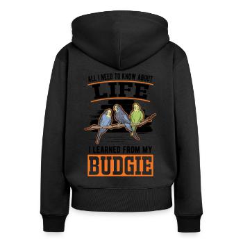 Perruche Welli Perruche Cockatiel - Sweat à capuche zippé Premium bio Femme - noir - Dos - Julia (174cm)