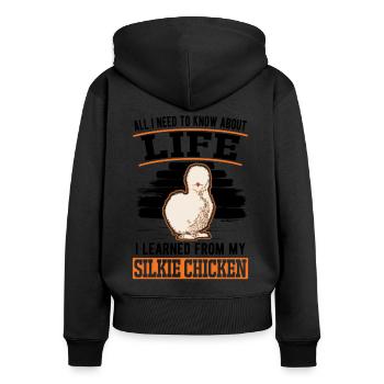 Silk Chicken Gift Silkie Chicken - Women's Premium Organic Zip Hoodie - black - Back - Julia (174cm)