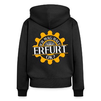 Erfurter Ich mag Erfurt - Frauen Premium Bio Zip Hoodie - Schwarz - Hinten - Julia (174cm)